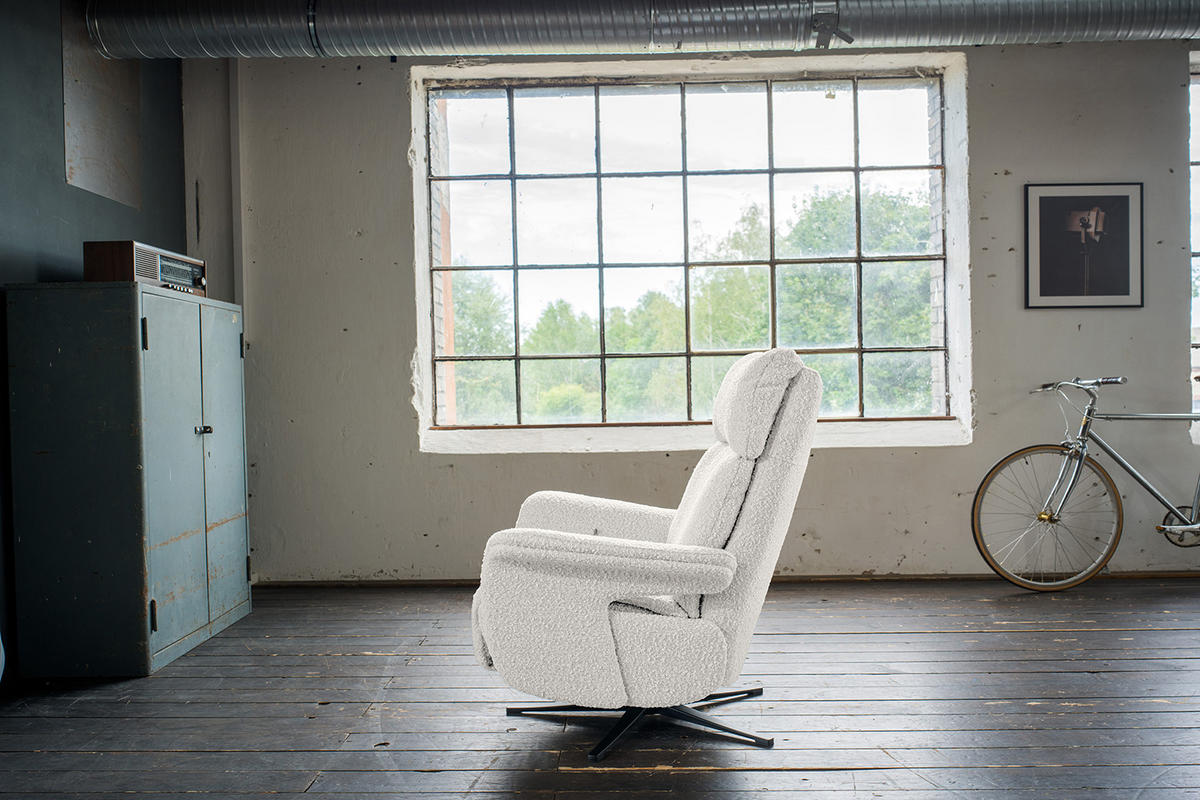 RELAXSESSEL NAMA Hellgrau Webstoff - Hellgrau/Schwarz, Textil/Metall (78/111/86cm) - KAWOLA