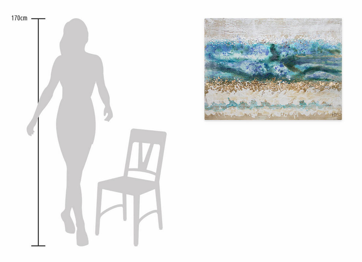 ÖLGEMÄLDE 100/75 cm - Blau/Beige, Holz/Textil (2.47/75cm) - KUNSTLOFT