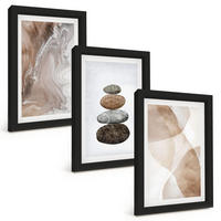 BILDER SET 3er Set - 20x30 cm Schwarzer Rahmen - Abstrakte Pastellformen - Schwarz, Kunststoff (20/30cm) - TULUP