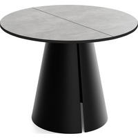 ESSTISCH Lamio runder ausziehbarer, Grauer Beton 100-180/100/76 cm - Hellgrau/Schwarz, Holzwerkstoff/Metall (100/100/76cm) - WFL GROUP