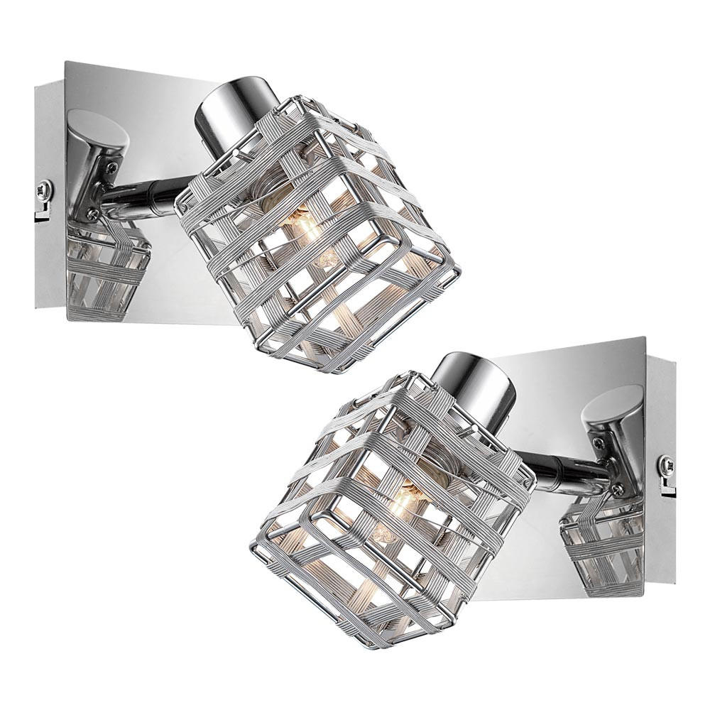 WANDLEUCHTE Aluminium Drahtgeflecht Silber 2er Set - Silberfarben, Metall (9/11/12.5cm)