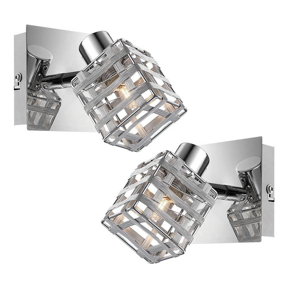 WANDLEUCHTE Aluminium Drahtgeflecht Silber 2er Set - Silberfarben, Metall (9/11/12.5cm)