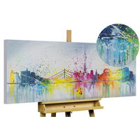 OLEJOMAĽBA 120/60 cm, Mesto a architektúra - sivá, drevo/textil (120/60cm) - KUNSTLOFT