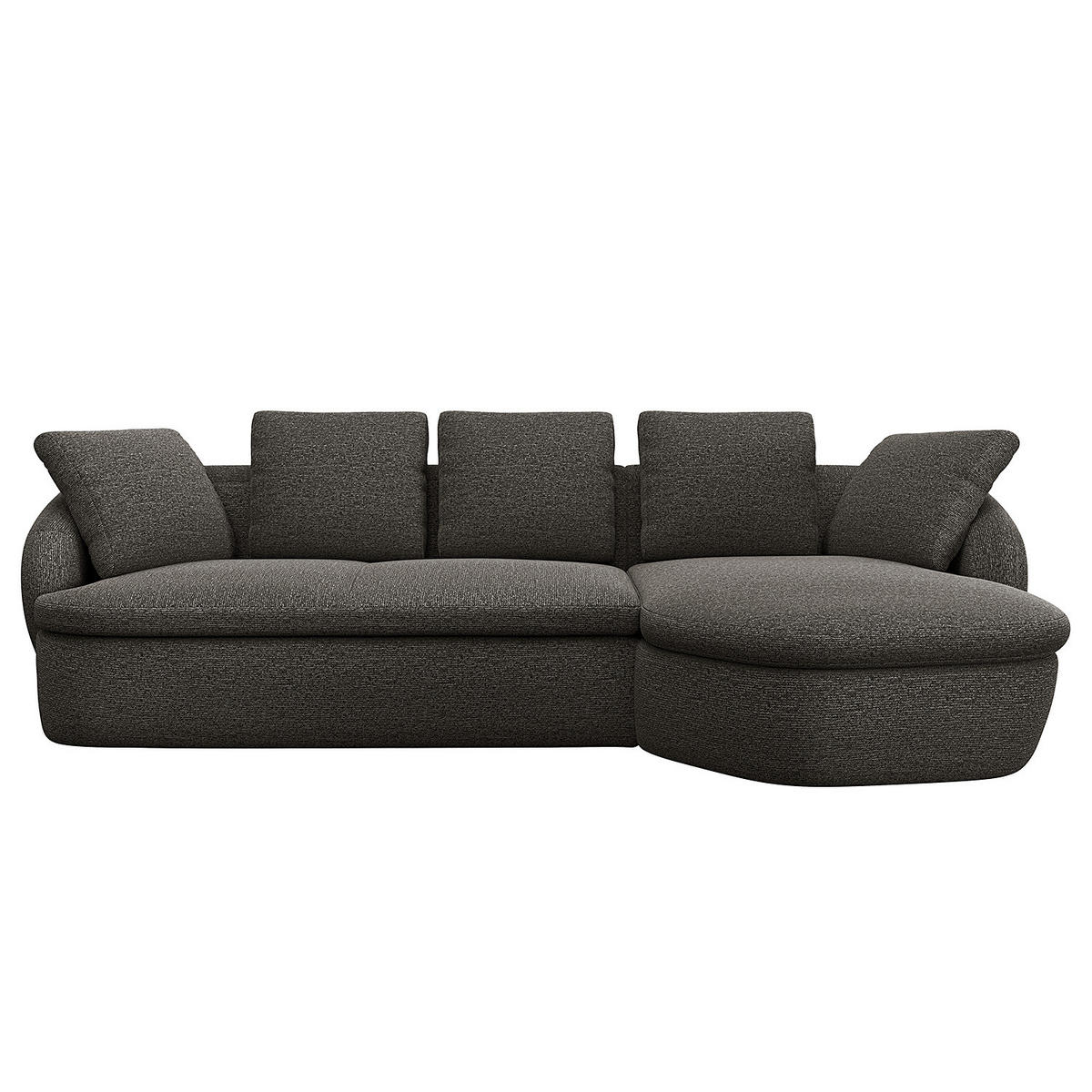 ECKSOFA mit Longchair - Anthrazit/Schwarz, Kunststoff/Textil (276/146cm) - home24