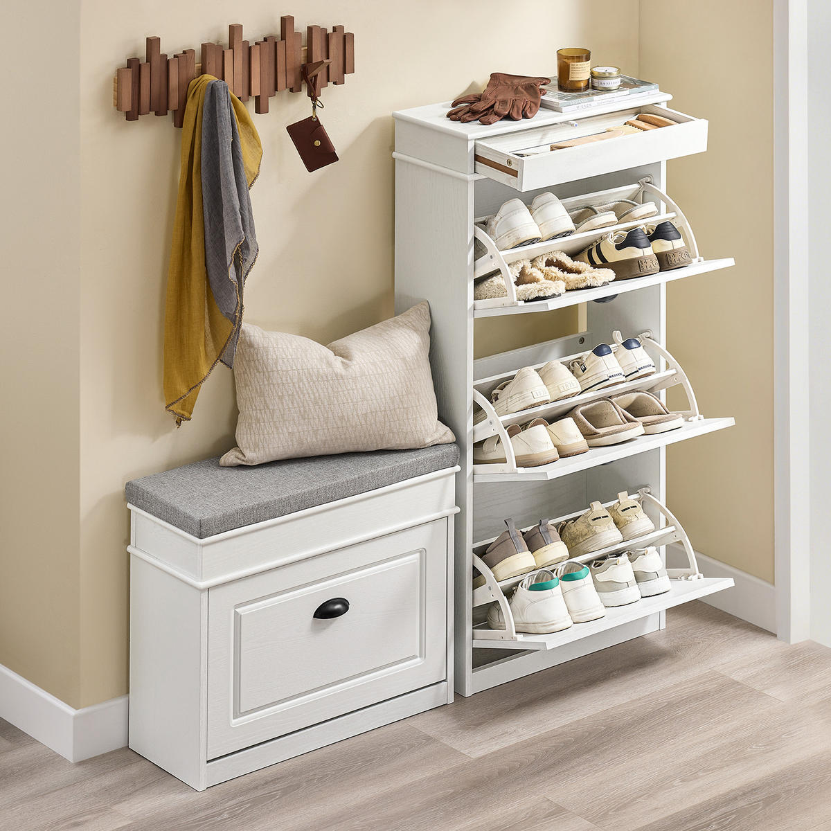 SCHUHSCHRANK Weiß - Weiß, Holzwerkstoff (53/118/24cm) - SoBuy