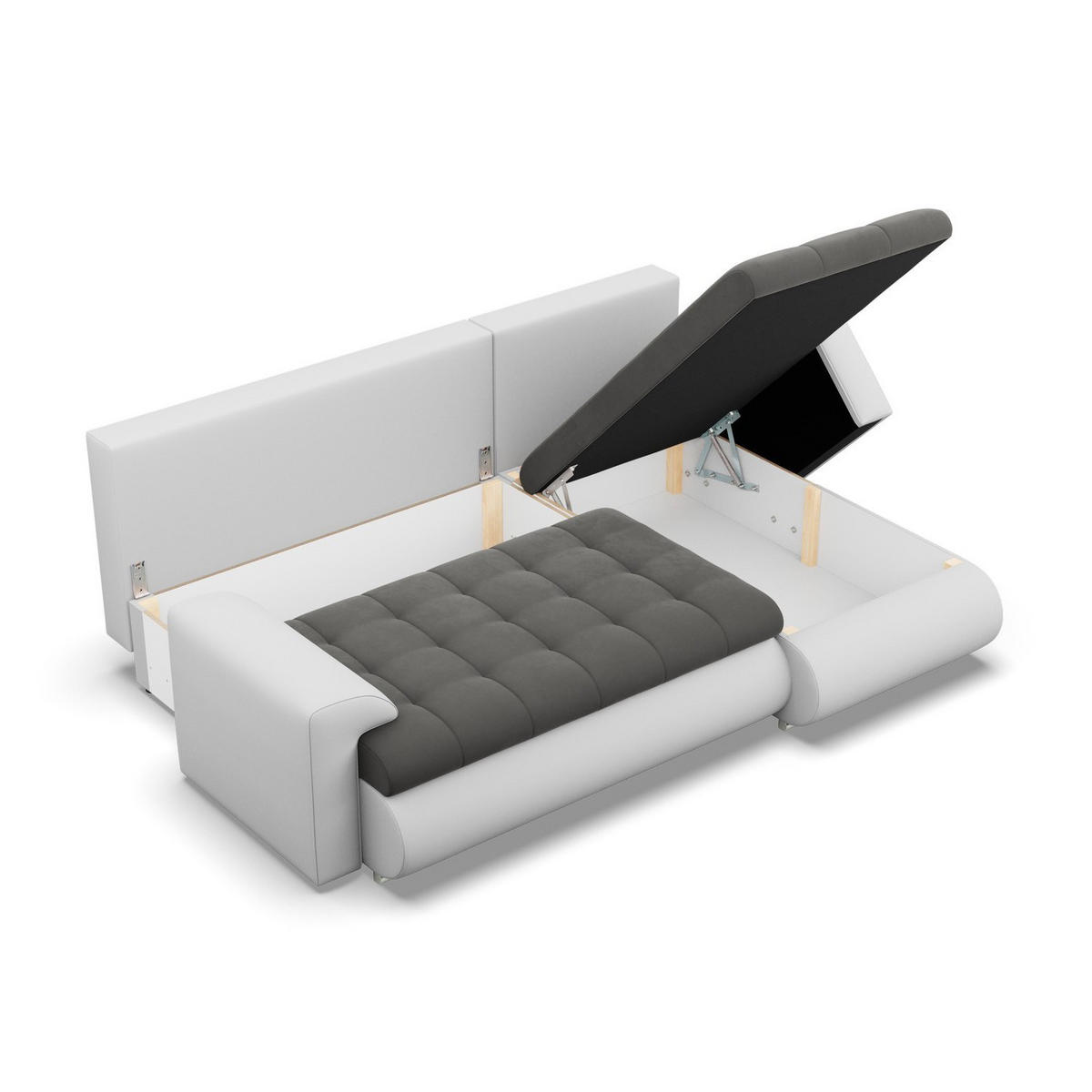 ECKSOFA RECHTS MIT SCHLAFFUNKTION FORESTA, Dunkelgrau + Grau - Dunkelgrau/Hellgrau, Textil (230/159cm) - Mebligo