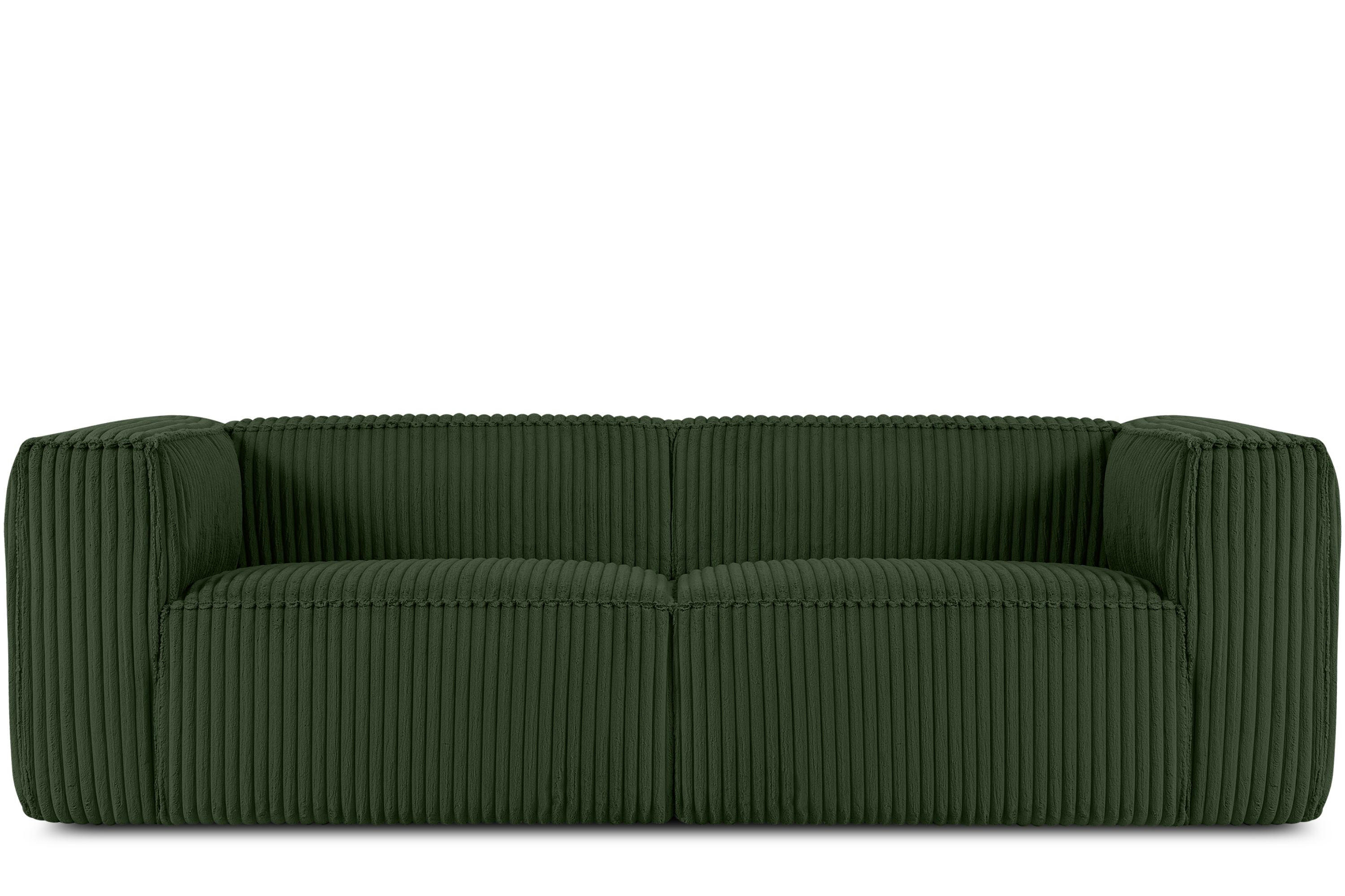 3-SITZER-SOFA FEROX Modern, Cord-Stoff, dunkelgrün - Dunkelgrün, Textil (246/73/96cm) - KONSIMO®