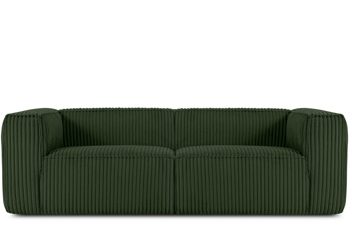 3-SITZER-SOFA FEROX Modern, Cord-Stoff, dunkelgrün - Dunkelgrün, Textil (246/73/96cm) - KONSIMO®