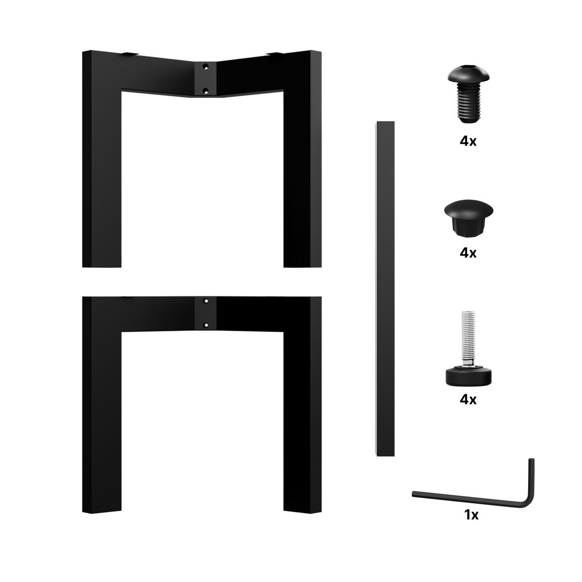 TISCHBEIN Barax Extreme Schwarz Metall 200/80/72 cm - Schwarz, Metall (80/72/200cm) - Metalo Pro