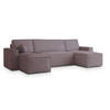 WOHNLANDSCHAFT PESANO M Lila Velours-Stoff mit Schlaffunktion - Lila, Holz (306/85/140cm) - MASSENO