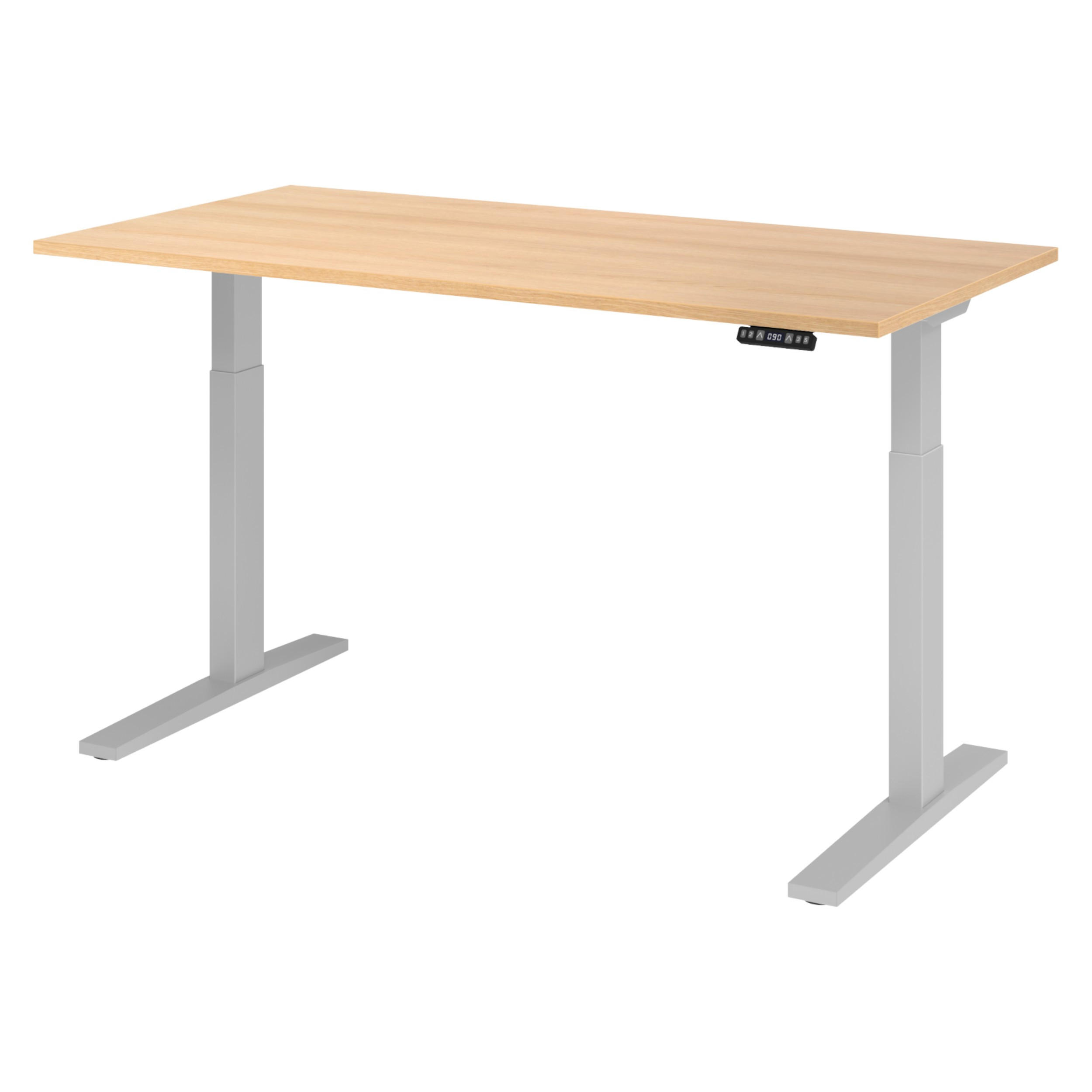 SCHREIBTISCH elektrisch XMKA 80/160/74 cm in Eichefarben/Silberfarben - Eichefarben/Silberfarben, Holzwerkstoff (80/160/74cm) - bümö