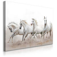 LEINWANDBILD Pferde im Galopp Wüste Tiere 3D Effekt 100x70 - Beige/Schwarz, Textil (100/70cm) - Muralo