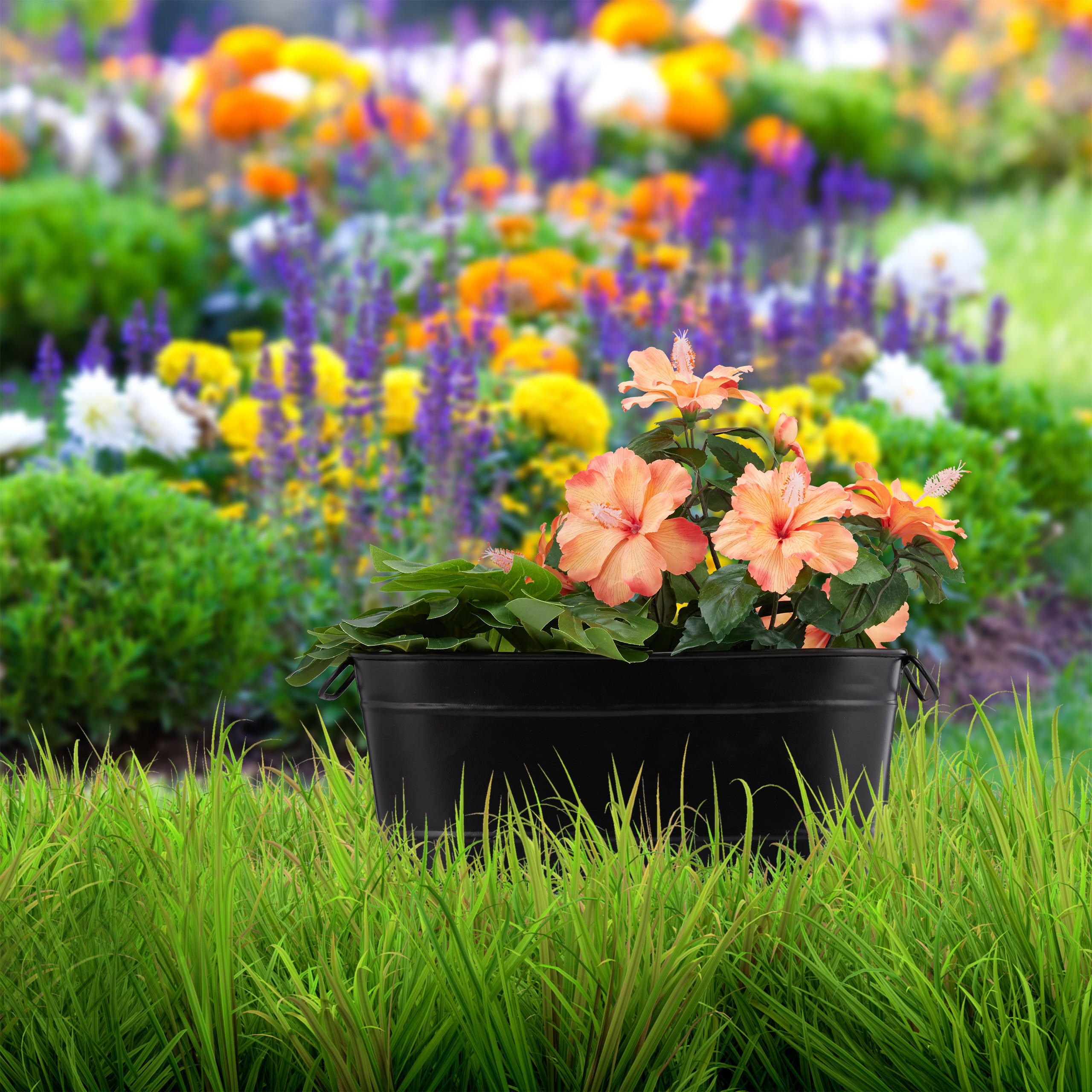 BLUMENKASTEN - Schwarz, Metall (38/16/19cm) - Relaxdays