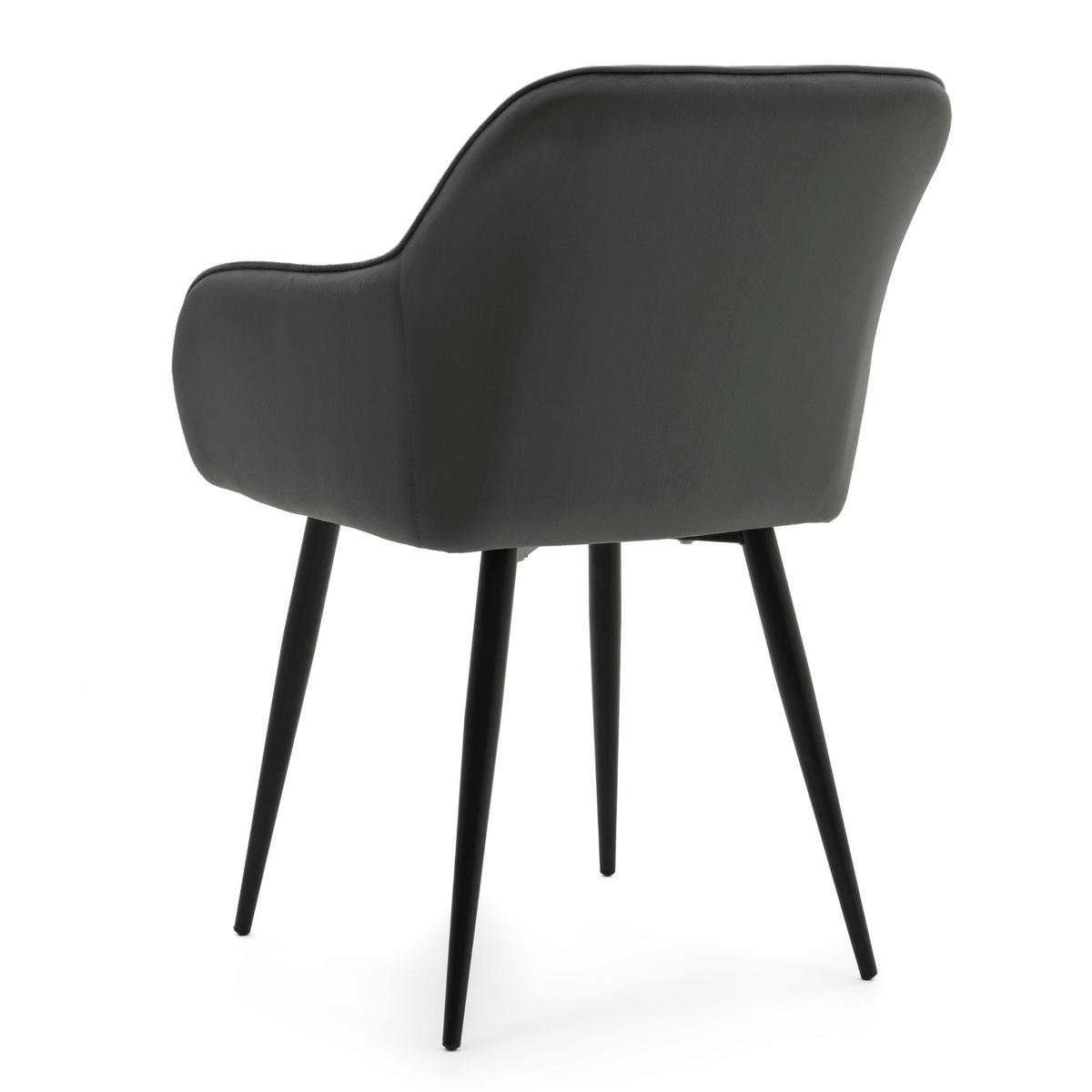 STUHL LAGO gespolsterter mit Steppung - grau - Samt Velours - Schwarz/Grau, Textil/Metall (58/85/60cm) - NEW HOME
