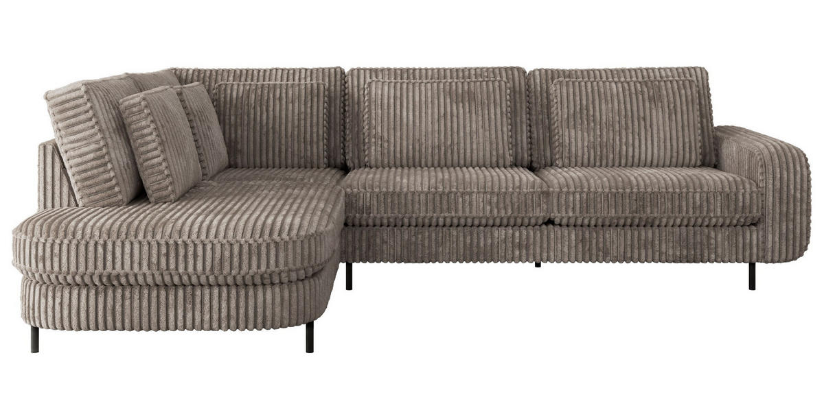 ROHOVÁ SEDAČKA CALENO L - Světle hnědá Manšestr - Pravá Strana - černá/světle hnědá, kov/textil (317/225cm) - MKS