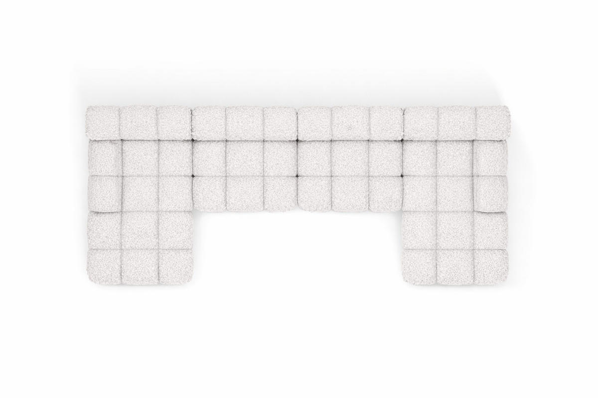 ECKSOFA U-Form XL, Stoff Bouclé Abriamo, Ecru, Selia U XL - Ecru, Holz (380/70/160cm) - Kaiser Möbel