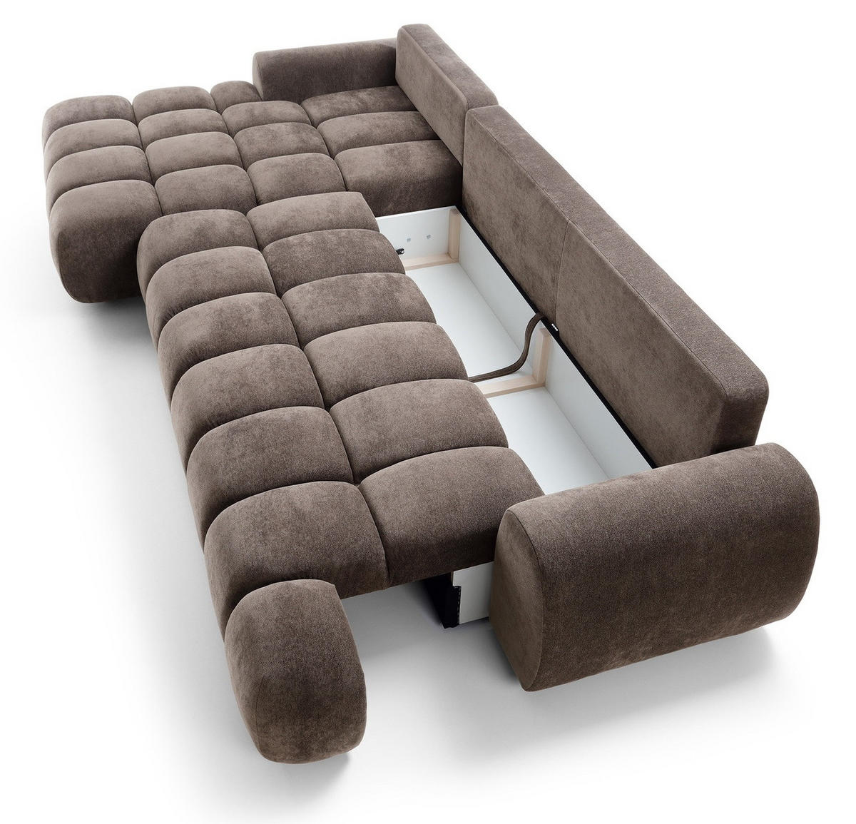 ECKSOFA 340 cm Valerio II, Schlaffunktion, Bettkasten, Links, Braun - Braun, Holz (340/177cm) - Emporius