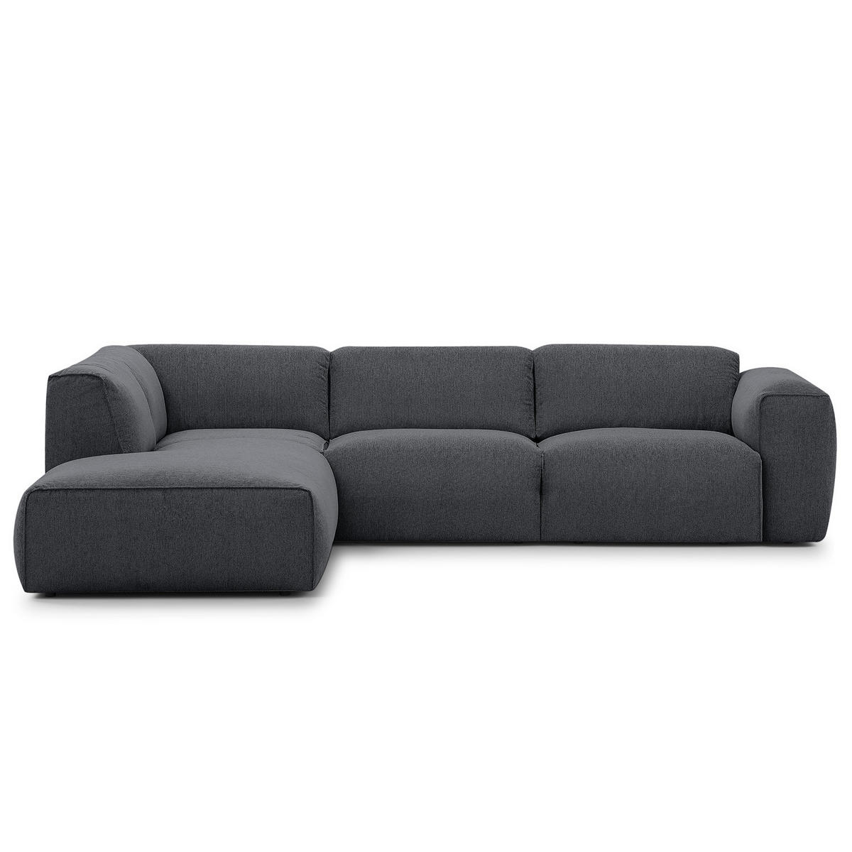 3-SITZER ECKSOFA mit Recamiere - Schwarz/Grau, Kunststoff/Textil (295/231cm) - home24