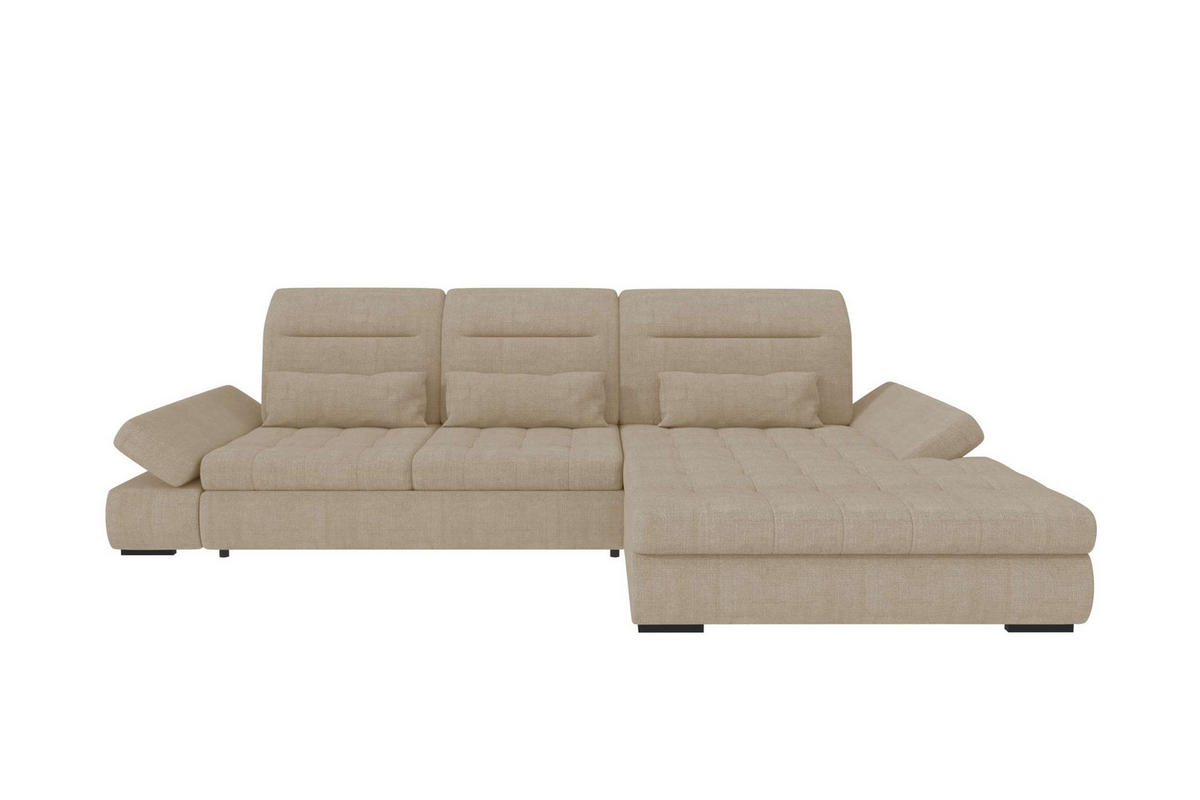 ECKSOFA Toscana Plus Velours inkl. Schlaffunktion - Creme, Textil (300/179cm) - 99rooms