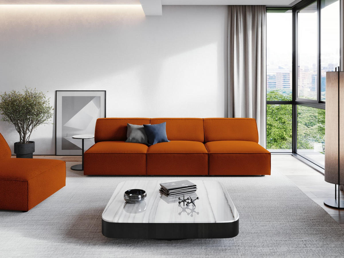 SOFA Jodie aus strukturiertem Stoff terrakotta 3 Sitzplätze - Terra cotta, Textil (102/70/240cm) - Micadoni