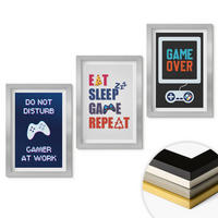 WANDBILDER 3er Set - 20x30 cm Silberner Rahmen - Untertitel für die Spieleunterhaltung - Silberfarben, Kunststoff (20/30cm) - ArtPrintCave
