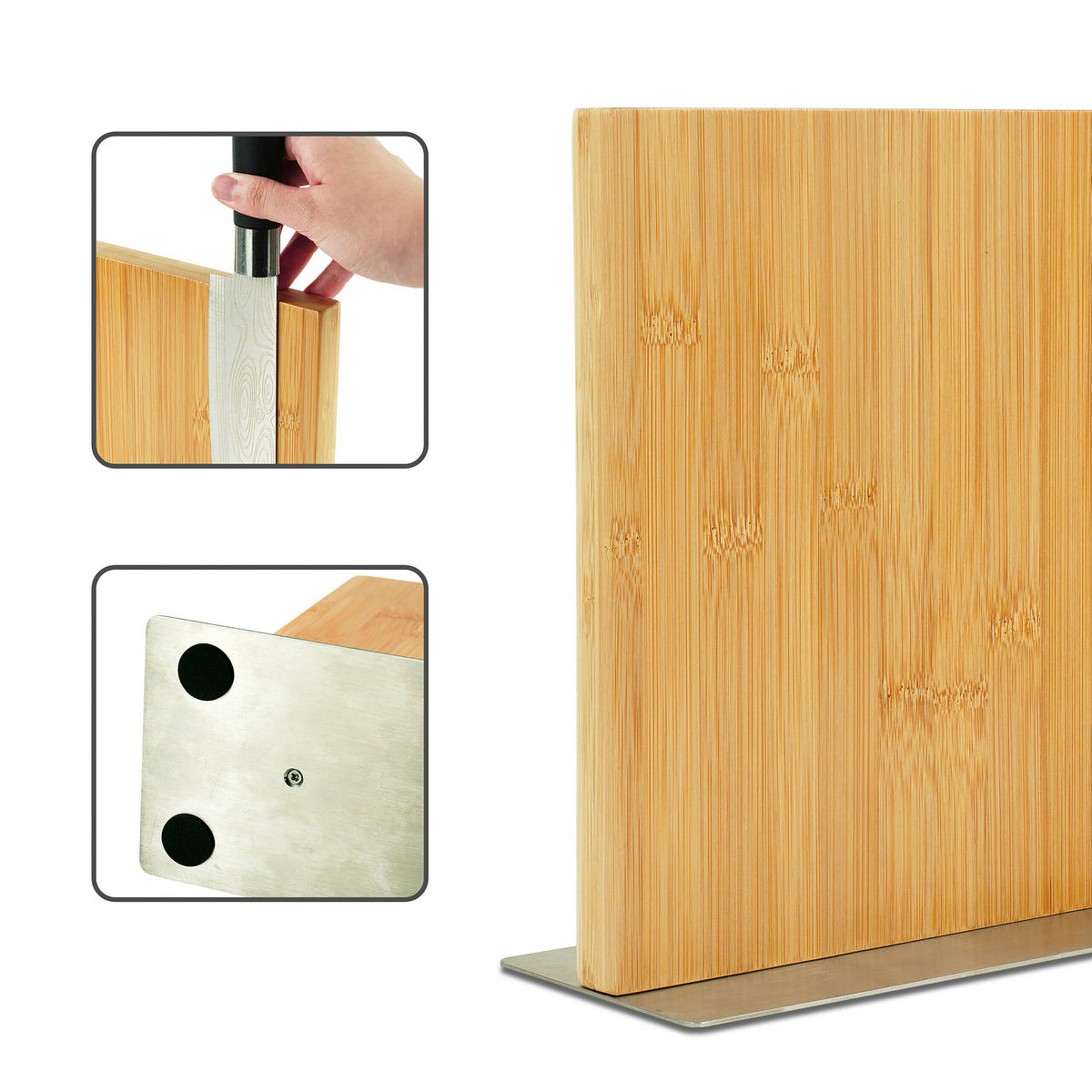 MESSERBLOCK - Hellbraun, Holz/Textil (25/23/10cm) - Relaxdays