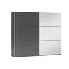 KLEIDERSCHRANK Govi 250 Graphit, zweitüriger Schiebeschrank mit Spiegel und Schubladen - Graphitfarben, Holzwerkstoff (250/215/65cm) - Bettso
