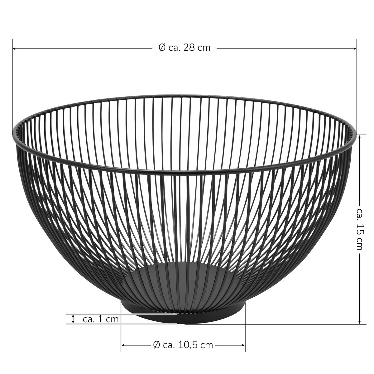 OBSTKORB, schwarz, Metall - Schwarz, Metall (15cm) - bremermann