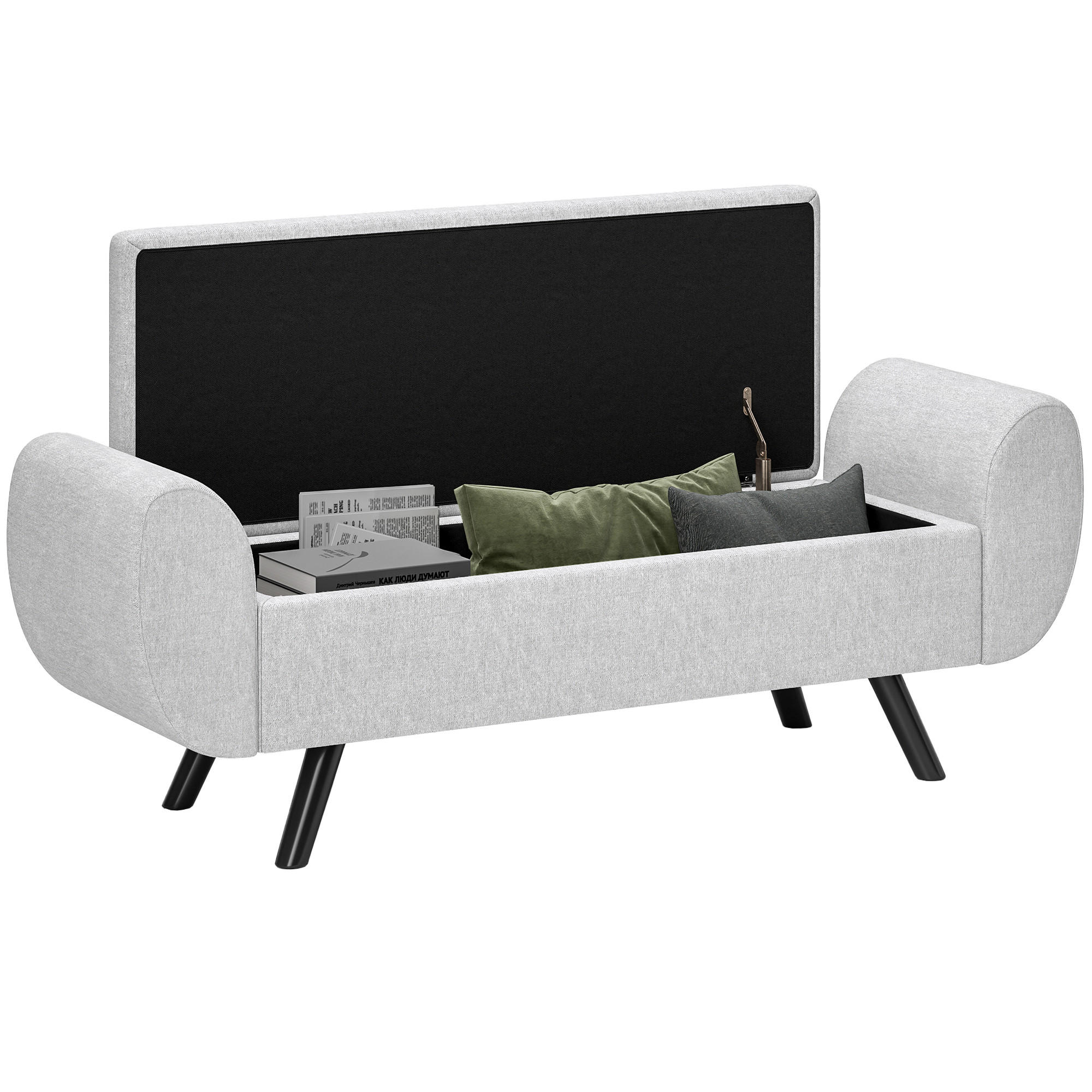ComfortXL Truhenbank Hellgrau 132x50x42 cm
