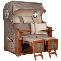 STRANDKORB 2-Sitzer Düne Mahagoni - Taupe/Braun, Holz/Metall (125/170/80cm) - Mr. Deko