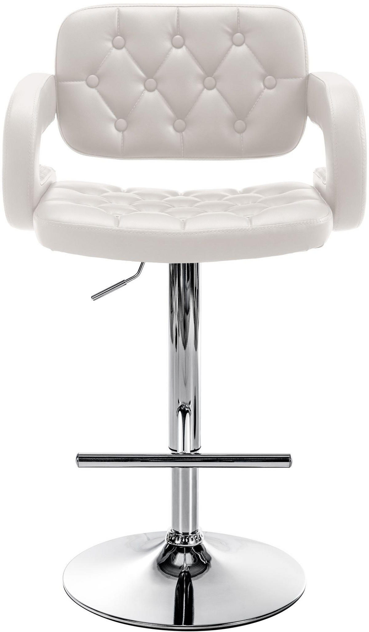 BARHOCKER Lederlook weiß - Chromfarben/Weiß, Textil/Metall (62/103/55cm) - CLP