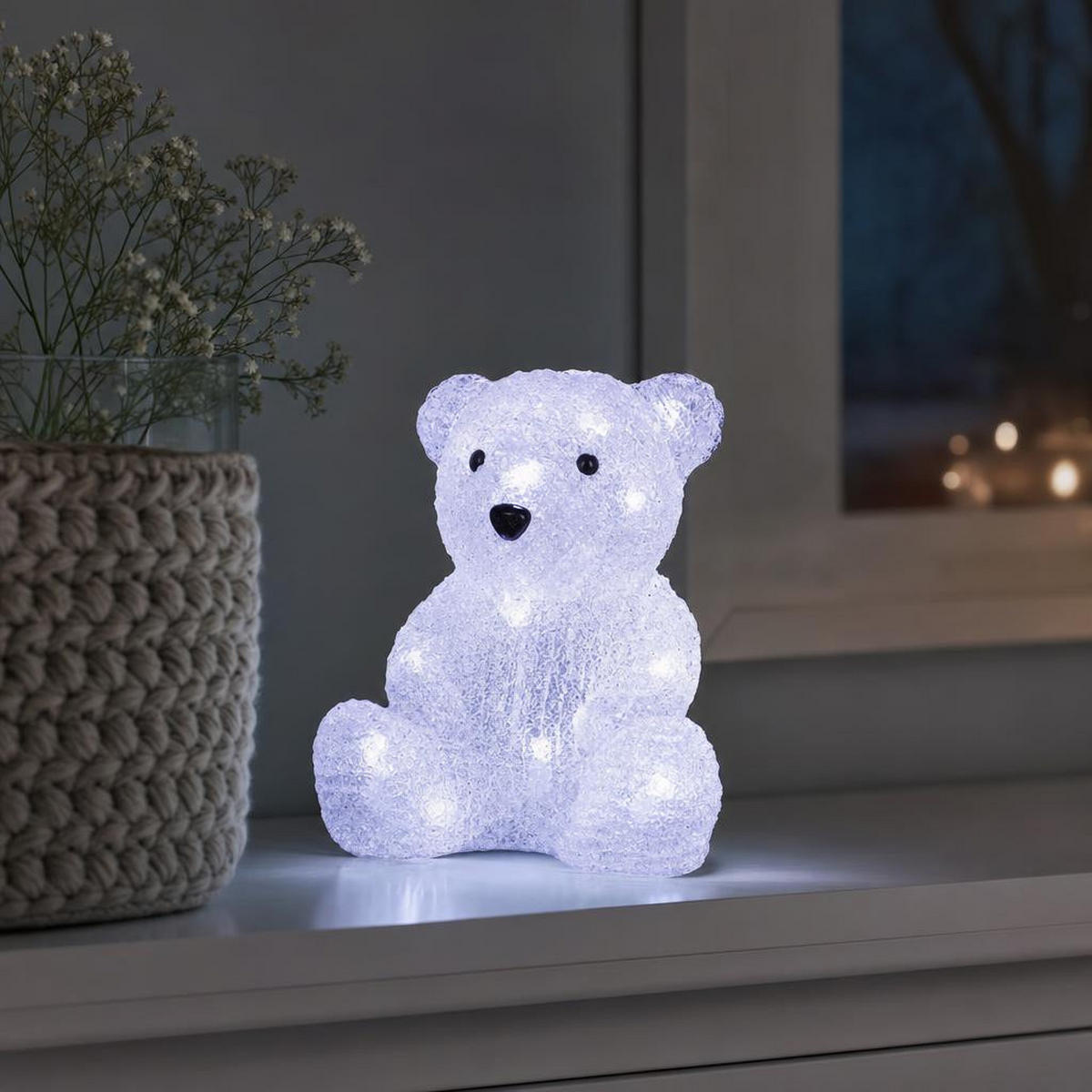 LED-ACRYLBÄR batteriebetrieben 18,5/15/20 cm - Weiß, Kunststoff (15/20/18.5cm) - Fééric Lights and Christmas