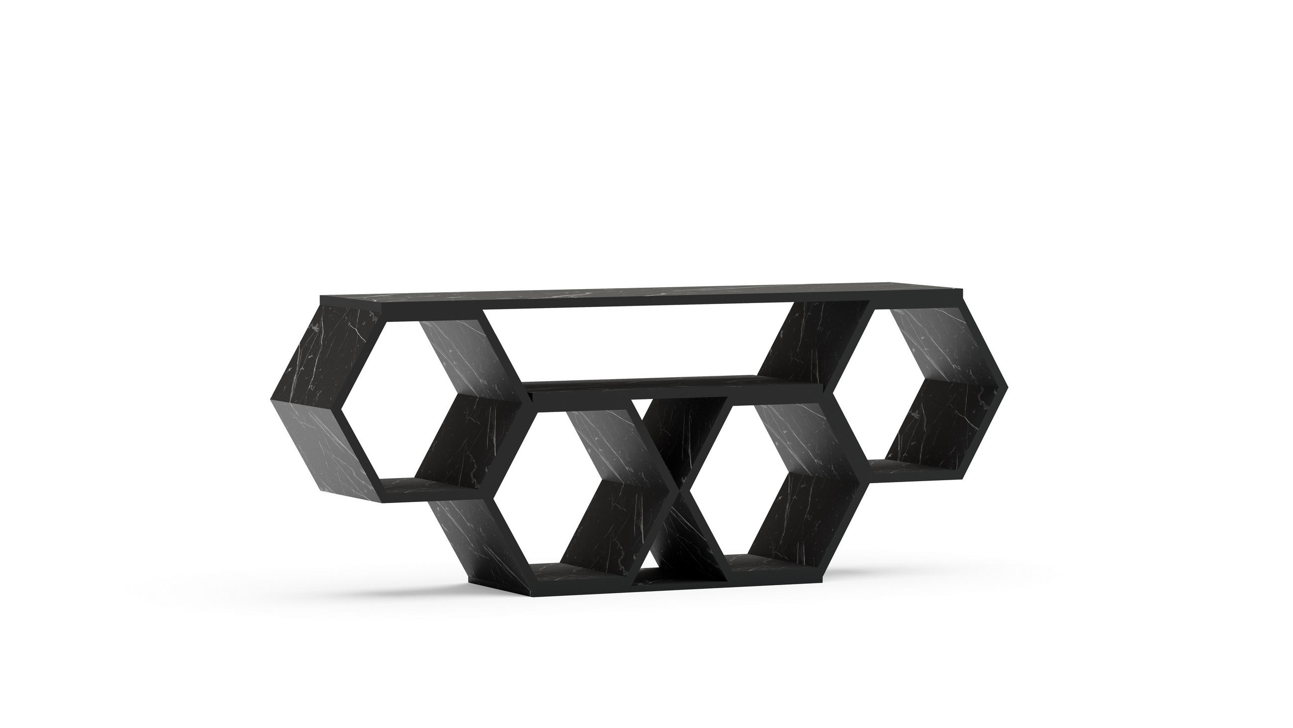 TV-ELEMENT Honig Schwarz - Schwarz, Holzwerkstoff (140/55.5/29.6cm) - Decorotika