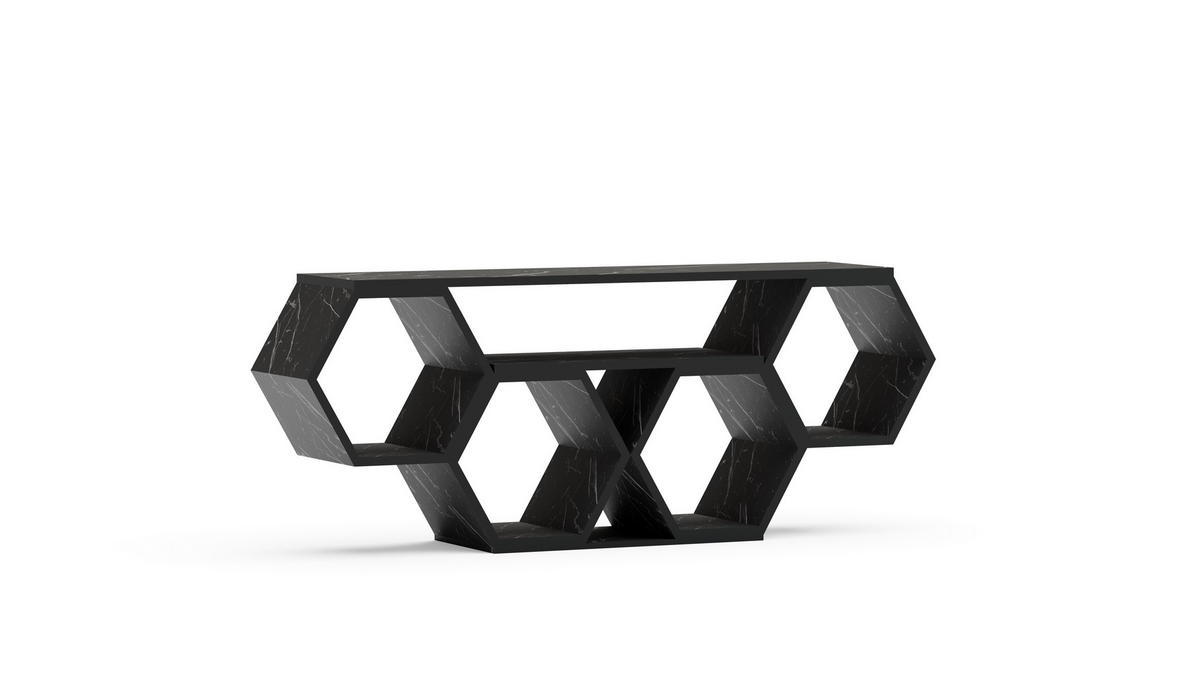 TV-ELEMENT Honig Schwarz - Schwarz, Holzwerkstoff (140/55.5/29.6cm) - Decorotika