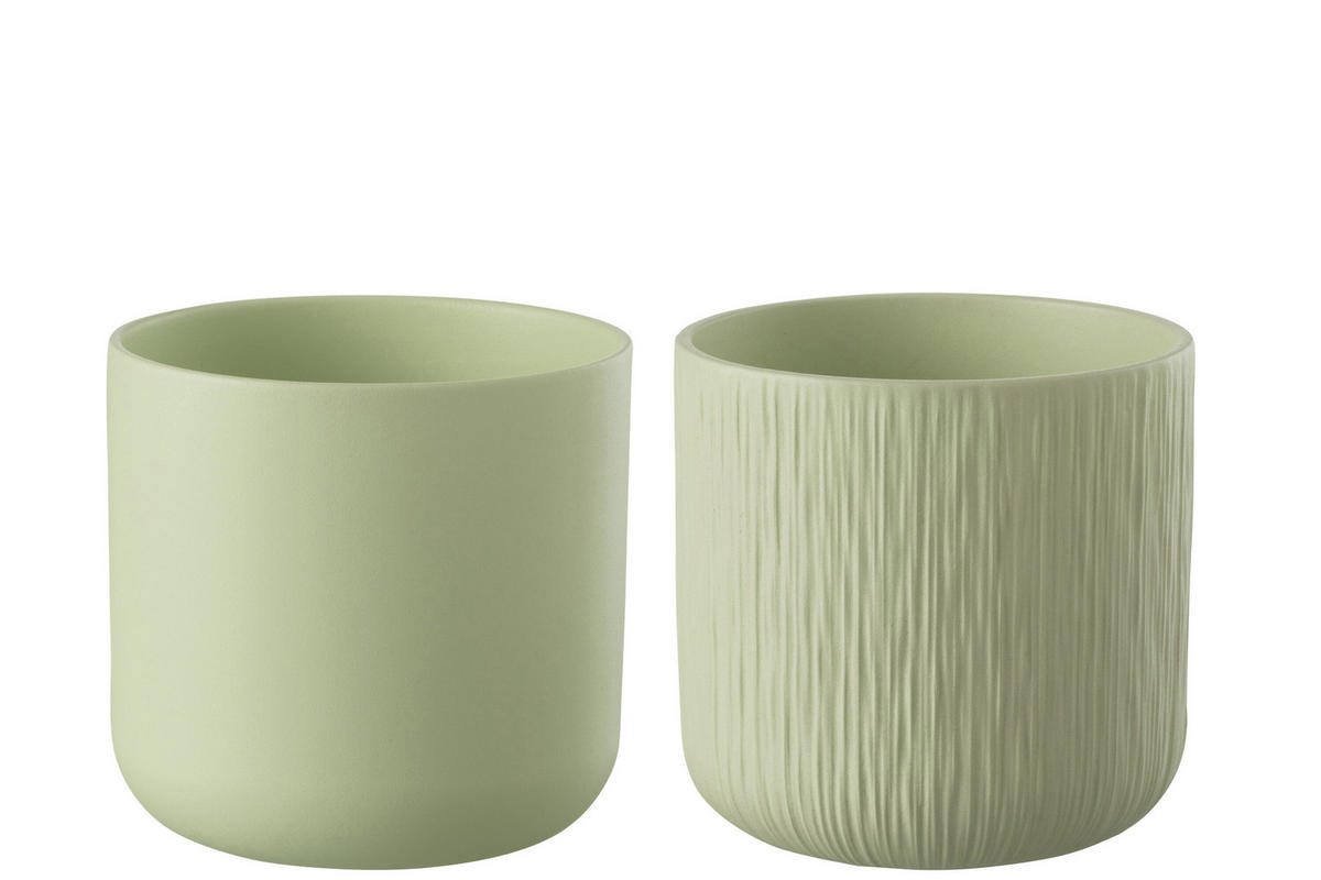 BLUMENTOPF GEN - Keramik - Pistazie - XL - 2er Set - Ø 20,5 cm - Grün, Keramik (20.5/20cm) - J-Line