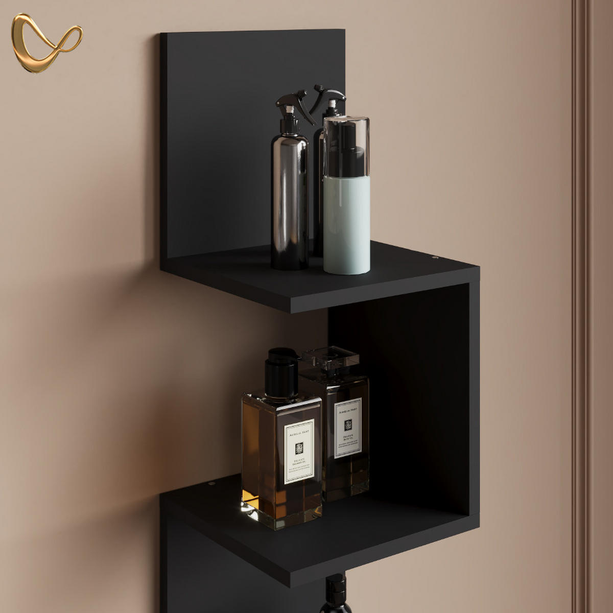 ECKREGAL Vesuvio Schwarz 28 x 175.4 cm 2er Set - Schwarz, Holzwerkstoff (28/175.4/28cm) - Livinity®