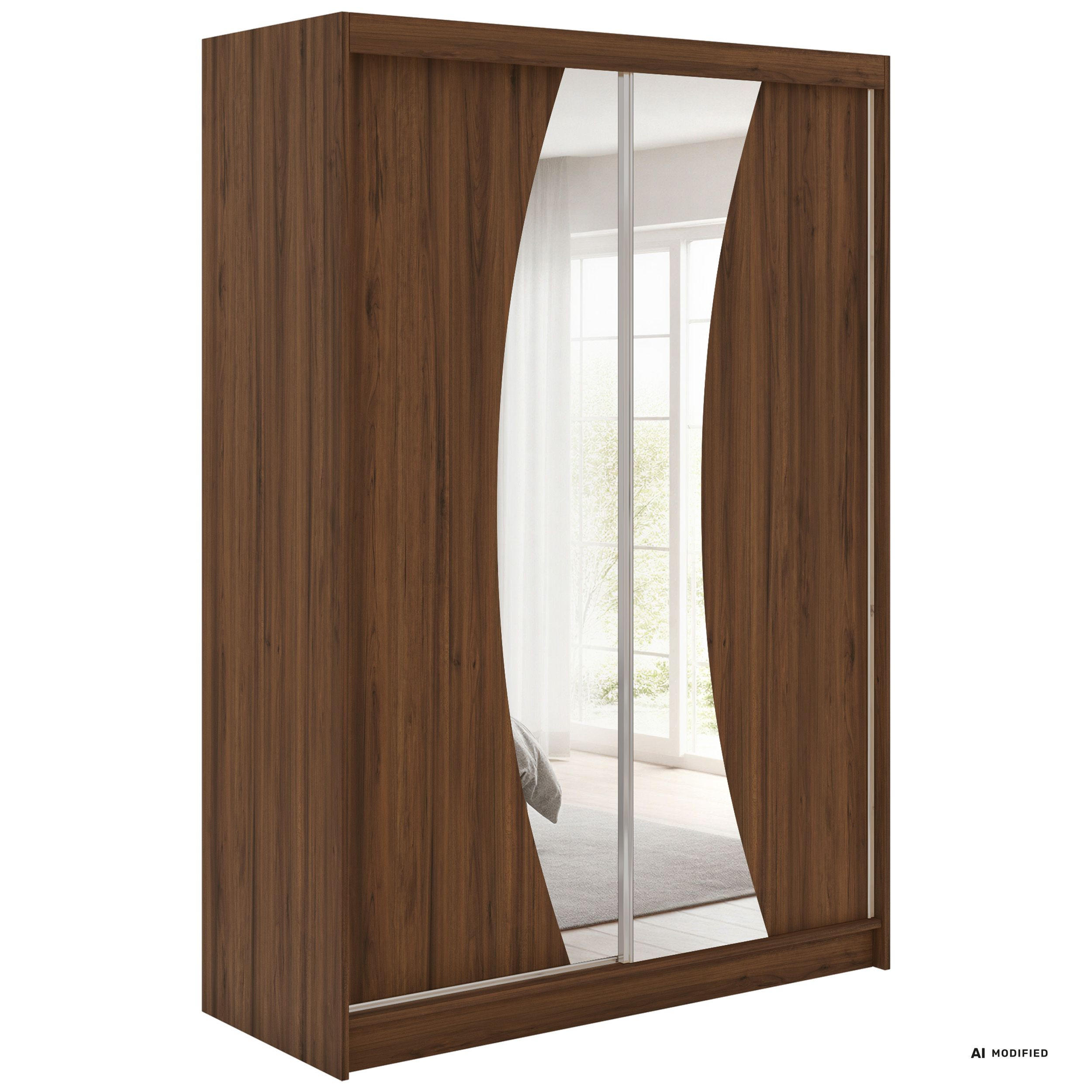 MKS Schwebetürenschrank Walnuss 150x216x61 cm