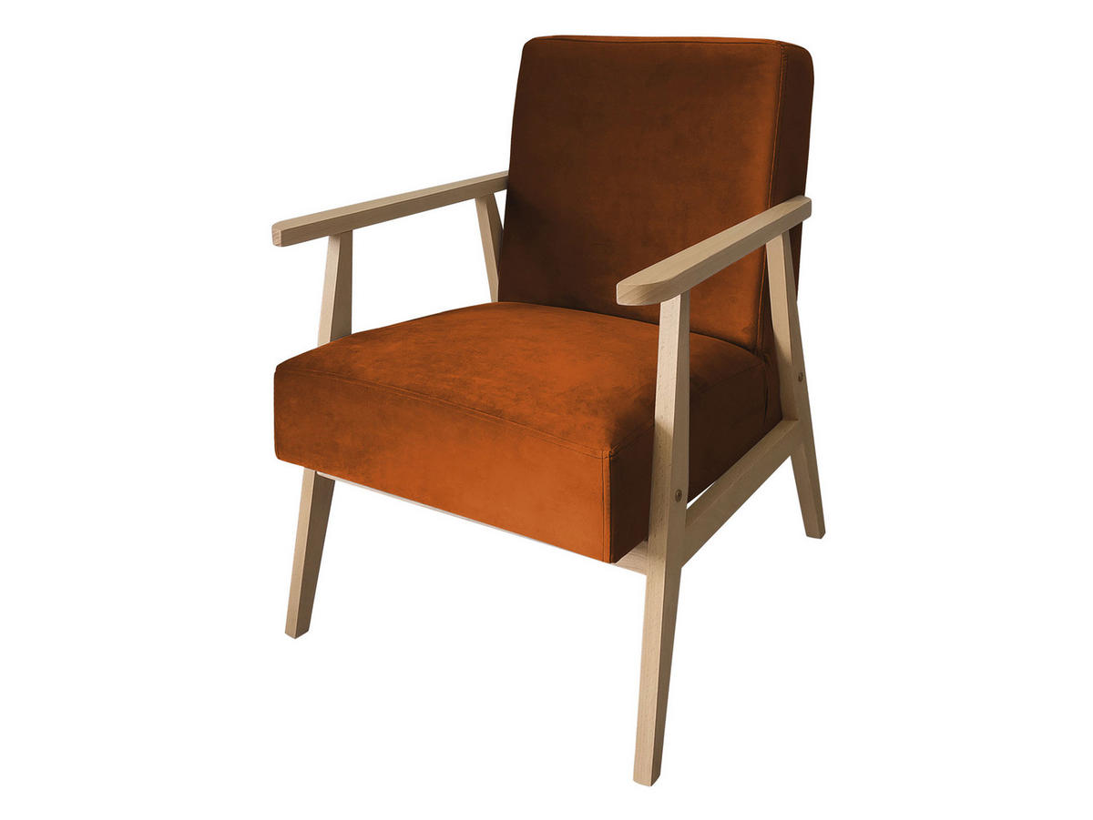 SESSEL Retro - Naturfarben/Bronzefarben, Holz/Textil (59/76/67cm) - MIRJAN24