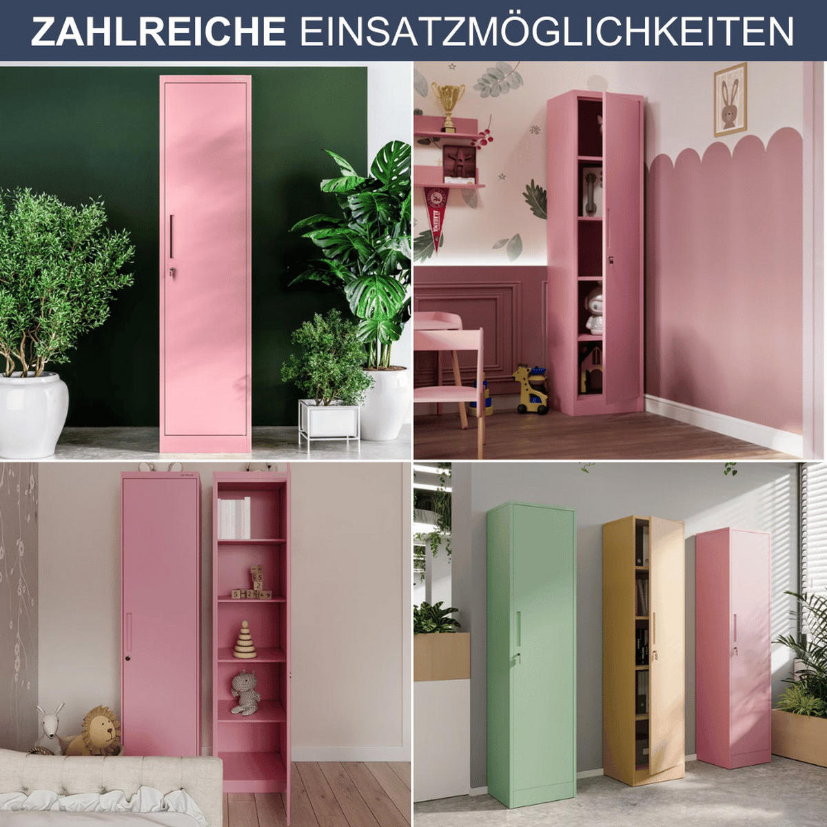 AKTENSCHRANK abschließbar KADO mit Flügeltüren 185x45x40cm Rosa - Rosa, Metall (45/185/40cm) - DELUKE