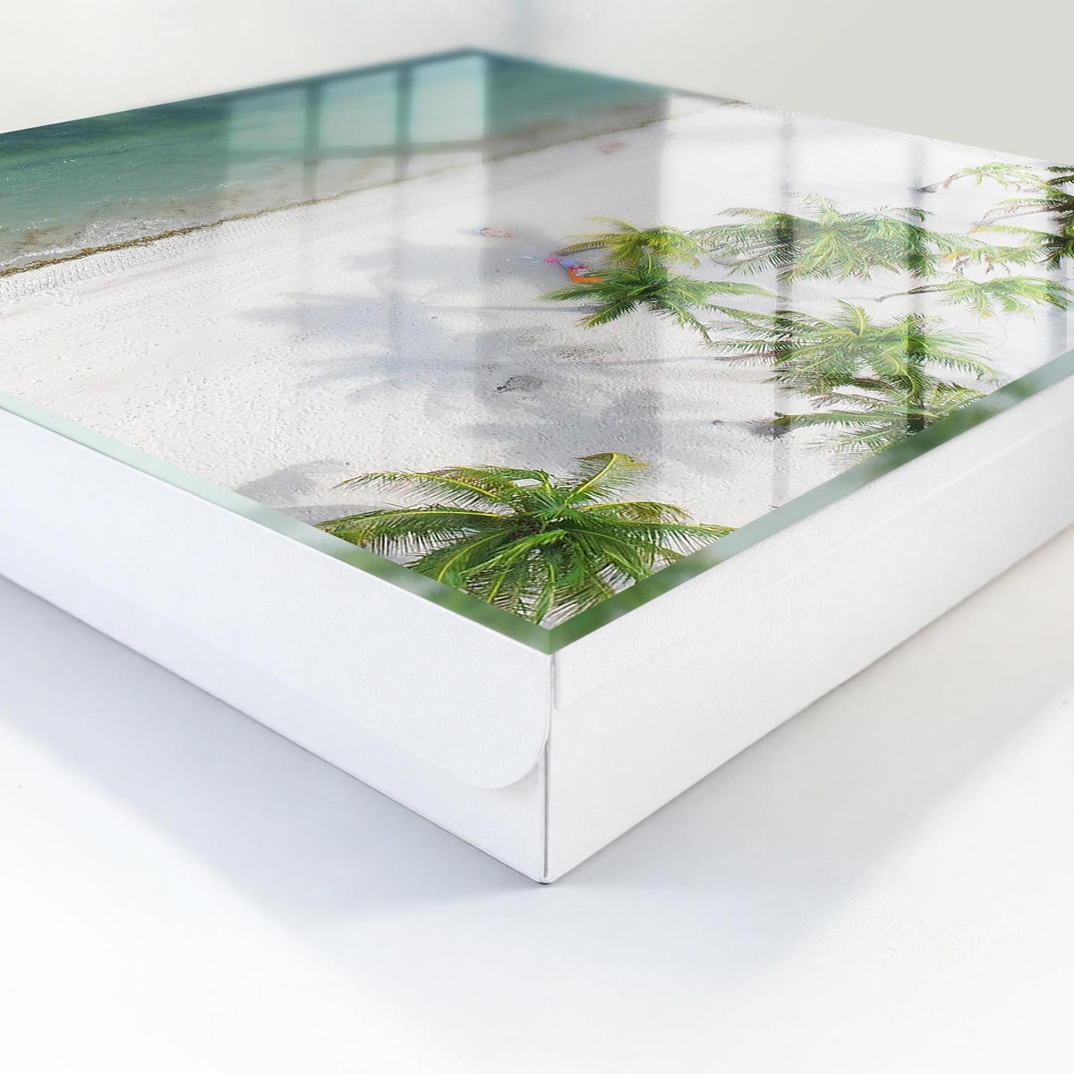 SCHLÜSSELBOX Weiß 30x30 cm – Türöffnung nach rechts - Tropischer Strand - Weiß, Metall (30/30/5cm) - TULUP