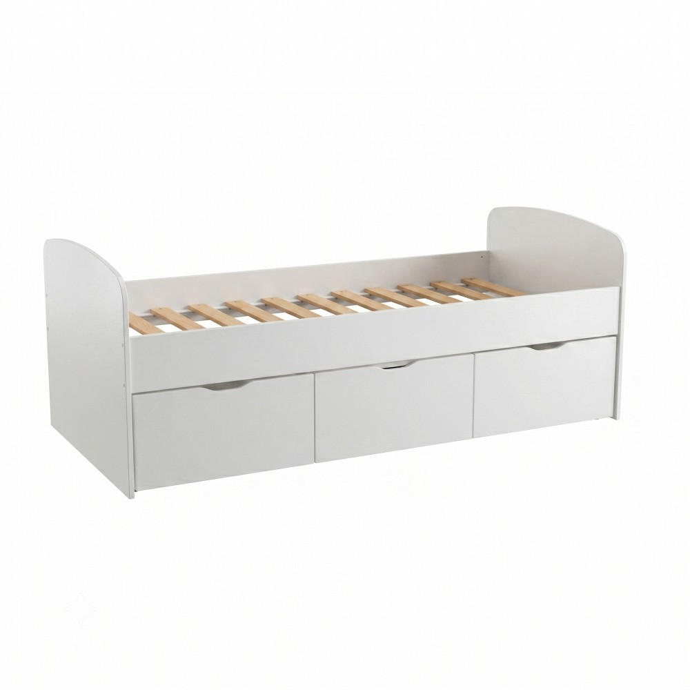 KINDERBETT MIA / SPIELBETT Lattenrost + 3x Schubladen - Weiß - Weiß, Holz/Holzwerkstoff (90/190cm) - Weber Industries