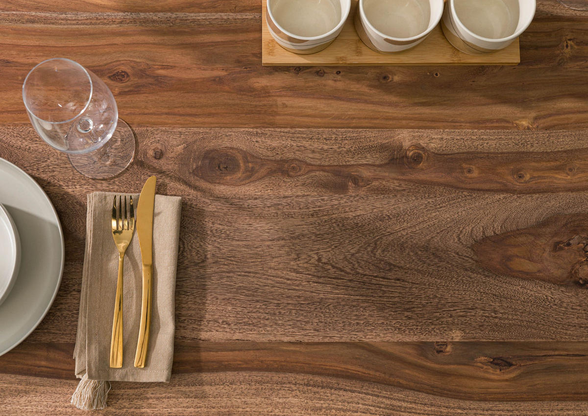 BAUMTISCH Sheesham 240x100x79 grau gebeizt / Mikado-Beine anthrazit matt FREEFORM 5 - Anthrazit/Grau, Holz (240/100/79cm) - Massivmoebel24