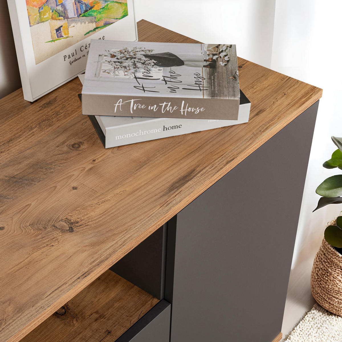 BUFFETSCHRANK arista grau anthrazit - Grau, Holz (44/75/180cm) - Habitat Garten