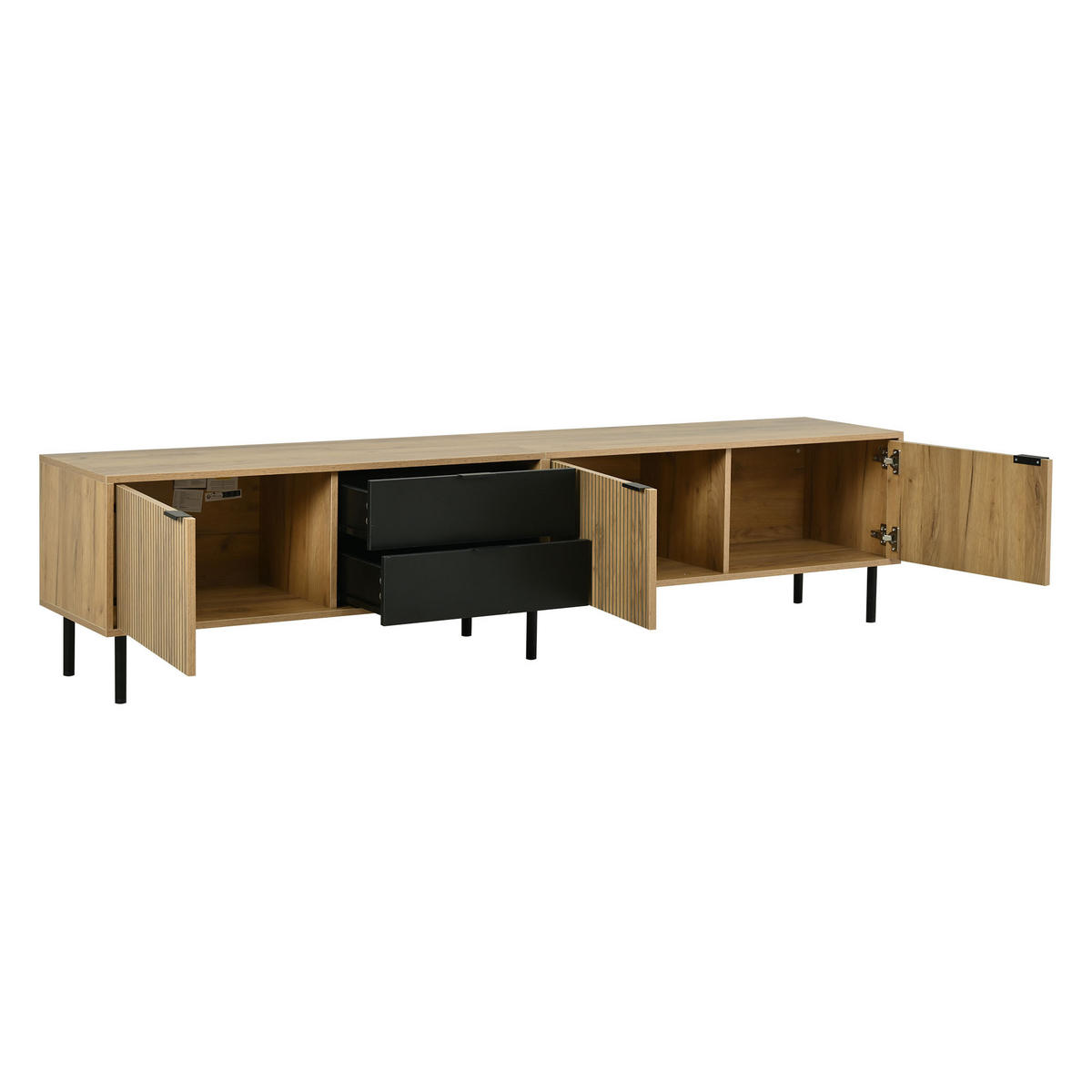 NÍZKÁ KOMODA 208 cm Kabelový Management 3 Zásuvky - různobarevná, kompozitní dřevo (208/48/40cm) - FLIEKS