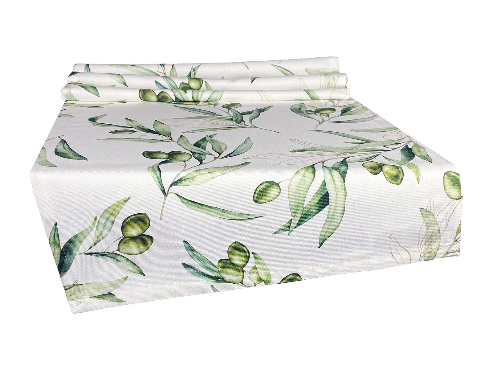 XL-TISCHLÄUFER Italy Collection Oliven 40/220 cm - Ecru/Multicolor, Textil (40/220cm) - beties Heimtextil