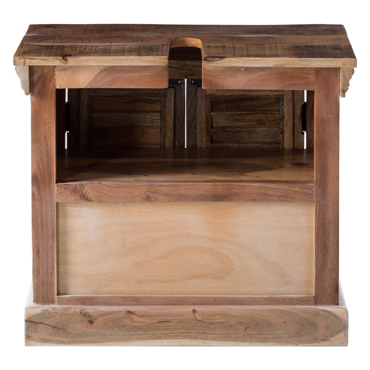 WASCHBECKENUNTERSCHRANK - Teilmassivholz Mango - Weiß, Holz/Metall (70/60/40cm) - home24