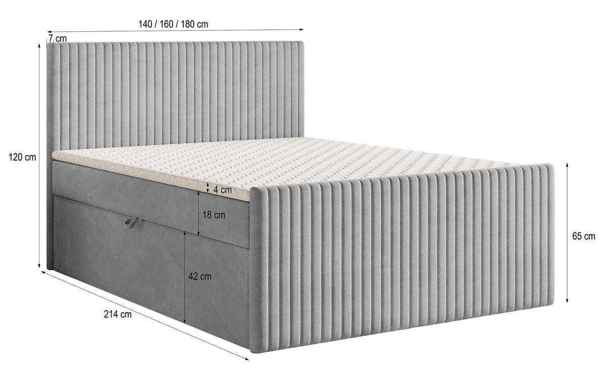 BOXBETT TERVAN 180x200 cm mit Matratze und Topper - Braun - Braun, Holz (180/200cm) - MASSENO