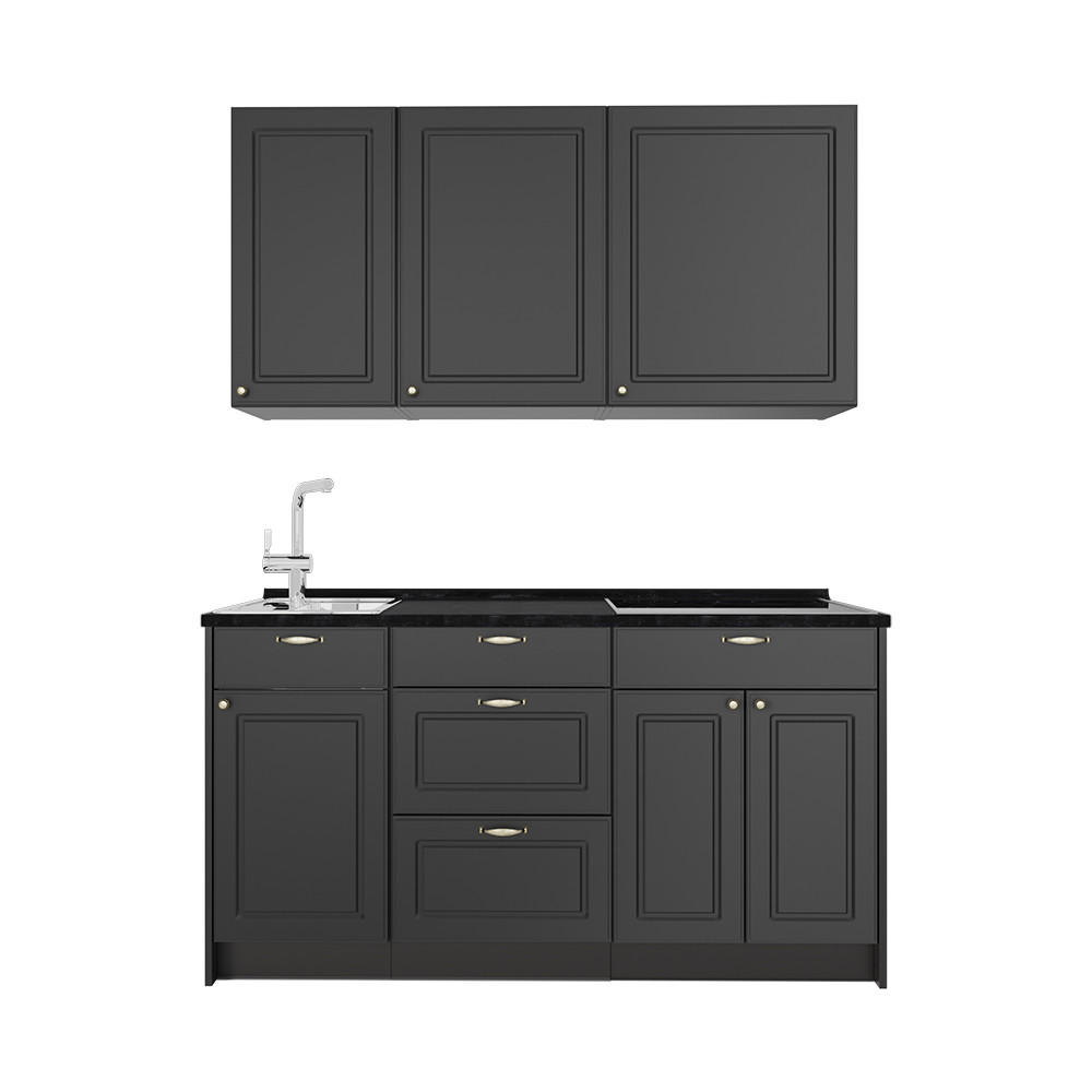 Vicco JEDNOTKOVÁ KUCHYNĚ Fame-Line, Anthrazit-Gold Landhaus/Antracit, 150 cm bez pracovní desky