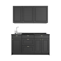 SINGLEKÜCHE Fame-Line, Anthrazit-Gold Landhaus/Anthrazit, 150 cm, AP Anthrazit - Anthrazit, Holzwerkstoff (150/82/60cm) - Vicco