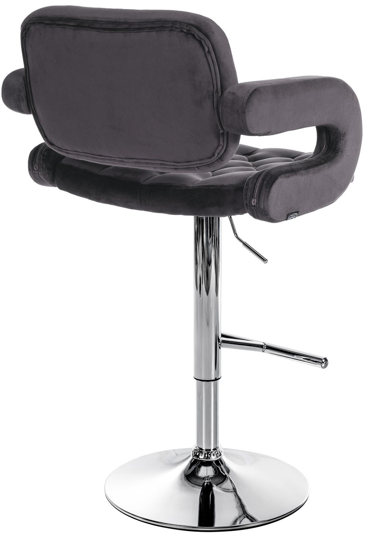 BARHOCKER Samt dunkelgrau - Chromfarben/Dunkelgrau, Textil (62/103/55cm) - CLP